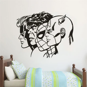 

Kids Room Wall Sticker Superhero Vinyl Wall Art Decal Boys Room Decoration Captain America Spiderman Hulk Man Wall Mural AZ157