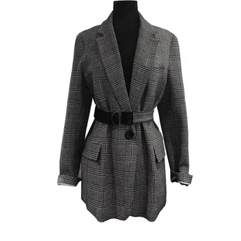 

WSYORE 2019 New Spring and Autumn Fashion Korean Women's Retro Grid Suit Jacket Female Long Sleeve Slim Blazer Coat NS1216
