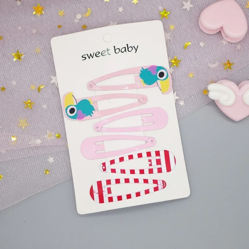 6 шт. мультфильм прекрасный металл печать цвет животных Детские BB зажимы девушки шпильки заколка для волос Дети Головные уборы Детские аксессуары - Цвет: N