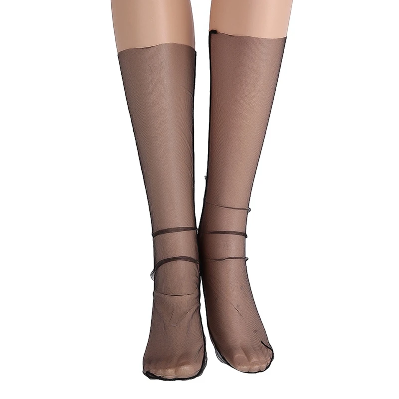Новые мульти женские блестящие тонкие мягкие прозрачные сетчатые тюлевые носки со звездами прозрачные ультратонкие ажурные видимые чулочно-носочные изделия - Цвет: BK3