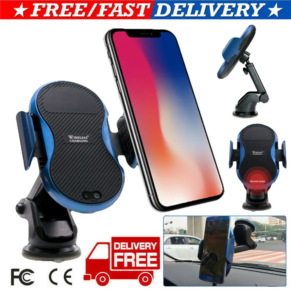 Automatic Clamping Wireless Car Charger Mount Air Vent Phone Holder iOS Android