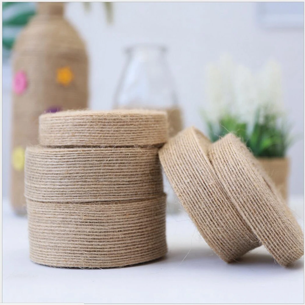 

1.5cm-3.8cm Linen Ribbon Natural Jute Twine Burlap String Hemp Rope DIY Scrapbooking Florists Craft Decor Wedding Gift Wrap
