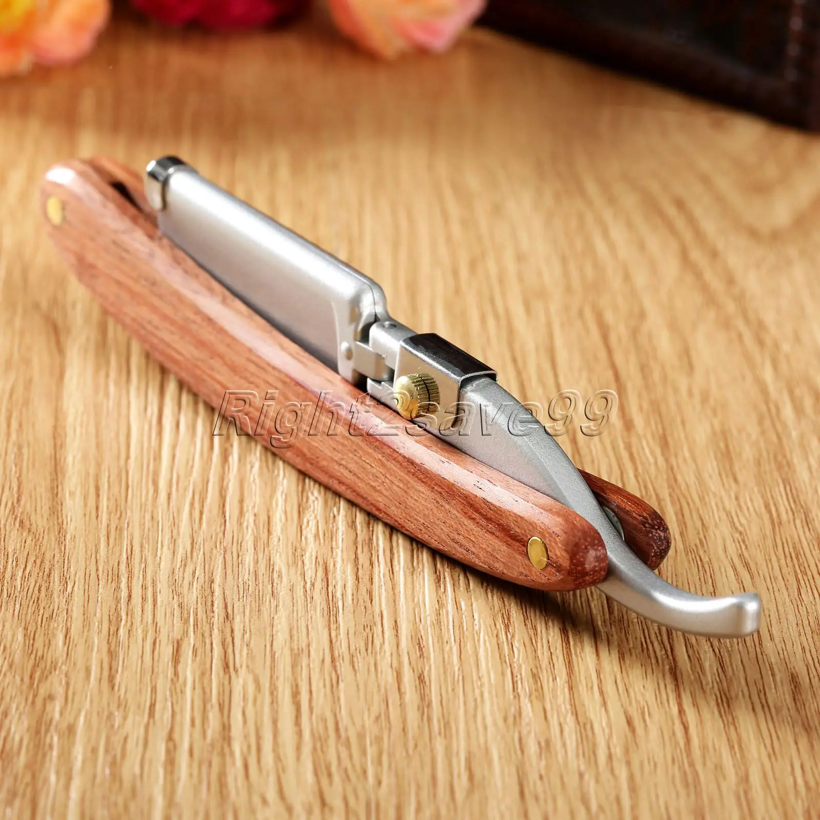 عالية الجودة 1 set رجل مستقيم حلاقة حافة الصلب الحلاقة للطي سكين الحلاقة الشعر أداة إزالة الصواميل مع 10 قطعة شفرات روزوود مقبض