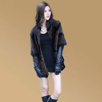 

Free Shipping Mink fur scarf knitting, Luxury Popular Knitted Mink Fur Shawl
