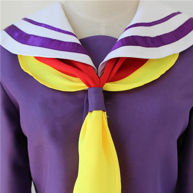 Coshome No Game No Life Shiro Wigs Cosplay Dress Costumes School Girls Sailor Uniforms Women Tops Bow Tie With Socks (5)