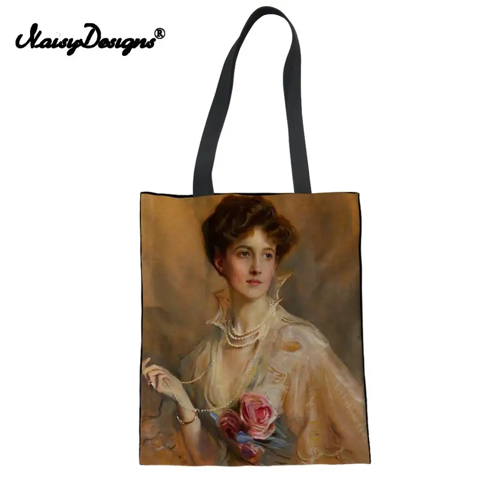 Famous Painting Of Women Print Folding Canvas Shopping String Tote Bag For Female 2019 Casual Reusable Handbag Schoudertas Dames