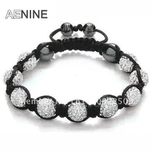 AENINE модные ювелирные изделия браслеты для женщин классические 10 мм микро Pave CZ диско шар бисер кристаллы браслет и браслет ювелирные изделия SHBR21