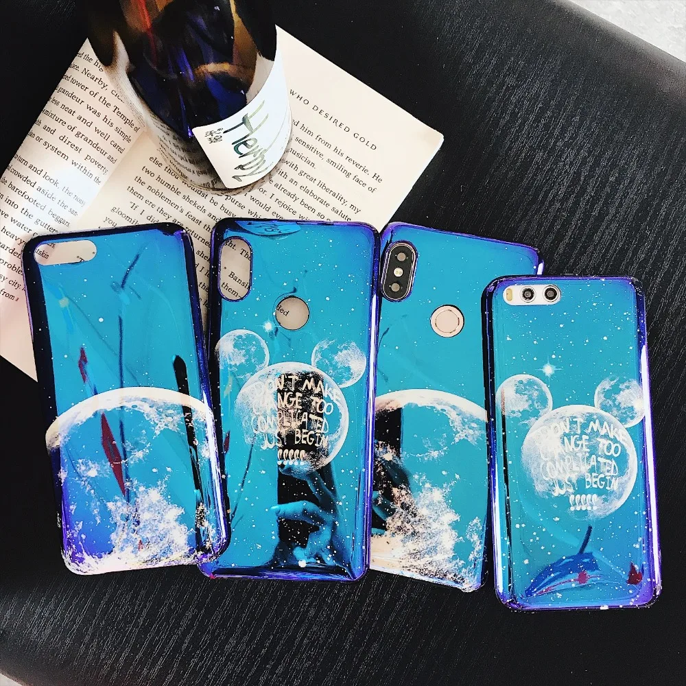 

Blue Ray Light Soft Phone case for Xiaomi Mi 9 SE Mi 6X A2 Mi 6 MI8 Redmi Note 7 Pro Universe Planet Moon Blue Starry Sky Shell