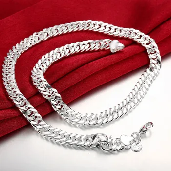 

10MM 20inch Fashion Russian Runway chains & Link Necklace Silver necklace silver men's jewelry 925 stamp silver plated necklace
