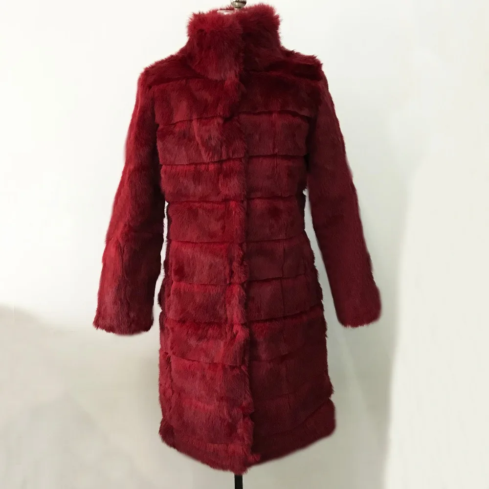 

Mandarin Collar Full Pelt Festival Real Price Factory Sale Natural Real Rabbit Fur Coat with Striped Cut Fur Jacket tsr456