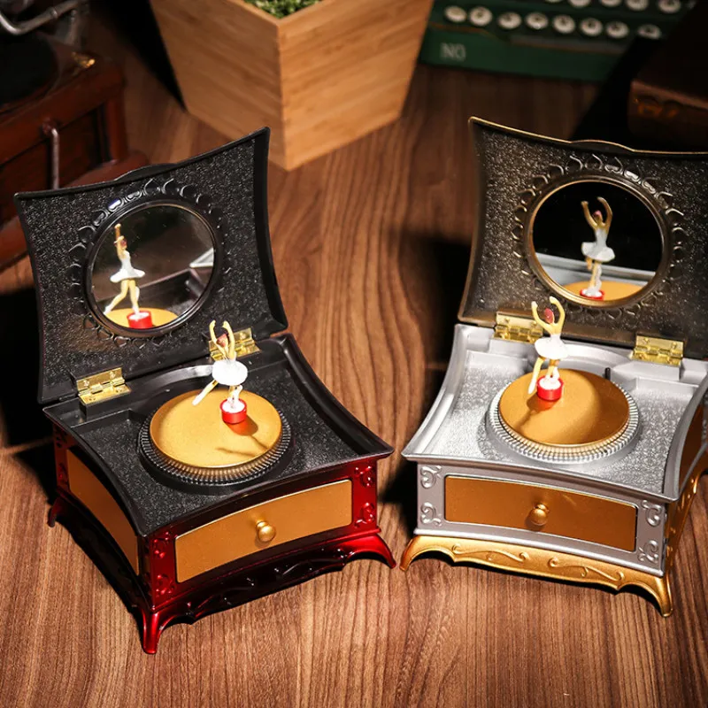 

Music Box Creative Dressing Table Music Jewelry Box Cute Dance Girl Retro Coffin Organizer Cosmetic Christmas Gift