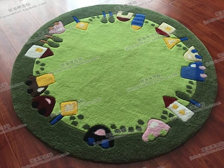 

Child Cartoon Circle Carpet Computer Chair Living Room Coffee Table Handmade Polyacrylonitrile Fiber Carpet