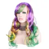 Wavy Purple Yellow Green ANXIN  Cosplay Party Wig with  bangs 3