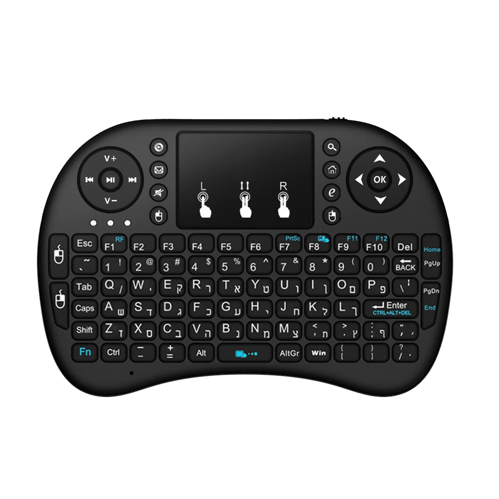 [AVATTO] Russian,Hebrew,English Original i8 Mini Keyboard 2.4G Wireless Touchpad Air Mouse for PC,Smart TV,Android Box,Xbox 360 