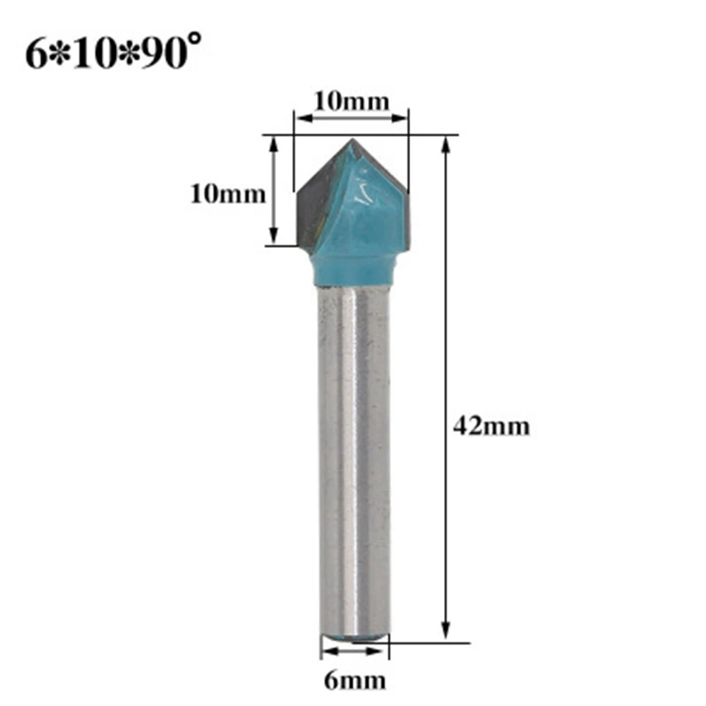 6 мм V Bit-1PCS, твердый карбид cnc Концевая мельница, Вольфрамовая сталь фреза, 3D фрезерные резаки фрезы, 60 90 120 150 градусов - Длина режущей кромки: 10mm 90degrees