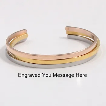 

30pcs/lot Personalized Initials Bangles Bracelets for Women Gift Stainless Steel Bar Custom Engraved Mantra Bracelet Jewelry