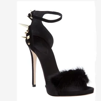 

SHOFOO shoes.Sweet fashion women's shoes ,suede , about 11 cm high-heeled sandals, buckle sandals, women's sandals.