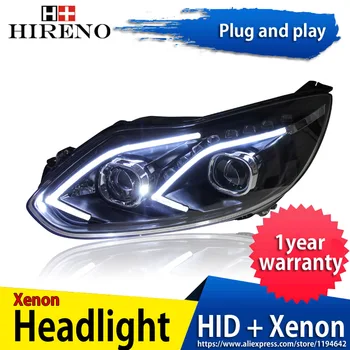 

Hireno Headlamp for 2012-2014 Ford Focus Car Headlight Assembly LED DRL Angel Lens Double Beam HID Xenon 2pcs