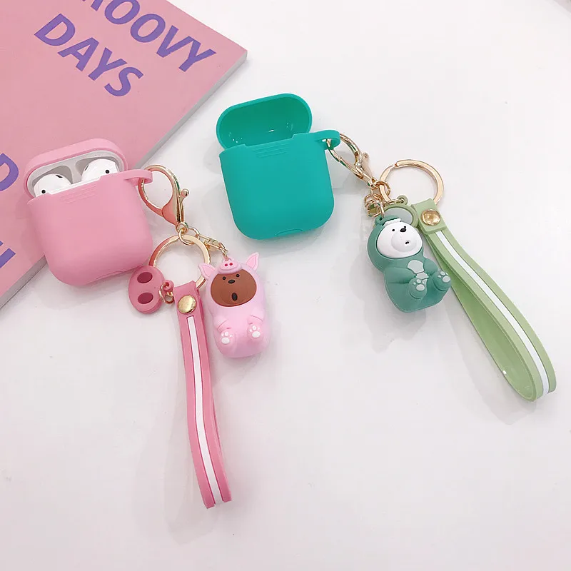For AirPods Case Bluetooth Wireless Earphone Case For Apple Airpods 2 Charging Box Cartoon Cover with Finger key rings Strap (7)