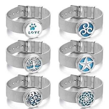

New Aromatherapy Bracelet Jewelry Stainless Steel Essential Oil Diffuser Lotus Bracelet Aroma Diffuser Jewelry Dropshipping
