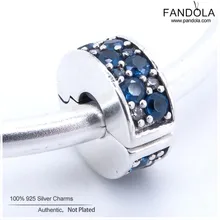 Серебро 925 пробы синяя мозаика яркая элегантность браслет-бусы для изготовления ювелирных изделий Подходит Pandora браслет