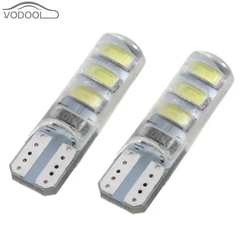 Комплект из 2 предметов, 5 Вт, 6 Вт, светодиодный s 5730 SMD W5W T10 автомобиля широкая лампа подсветки лампы силиконовый светодиодный Автомобильный свет-излучающая Диодная лампа габаритного фонаря 6000 K