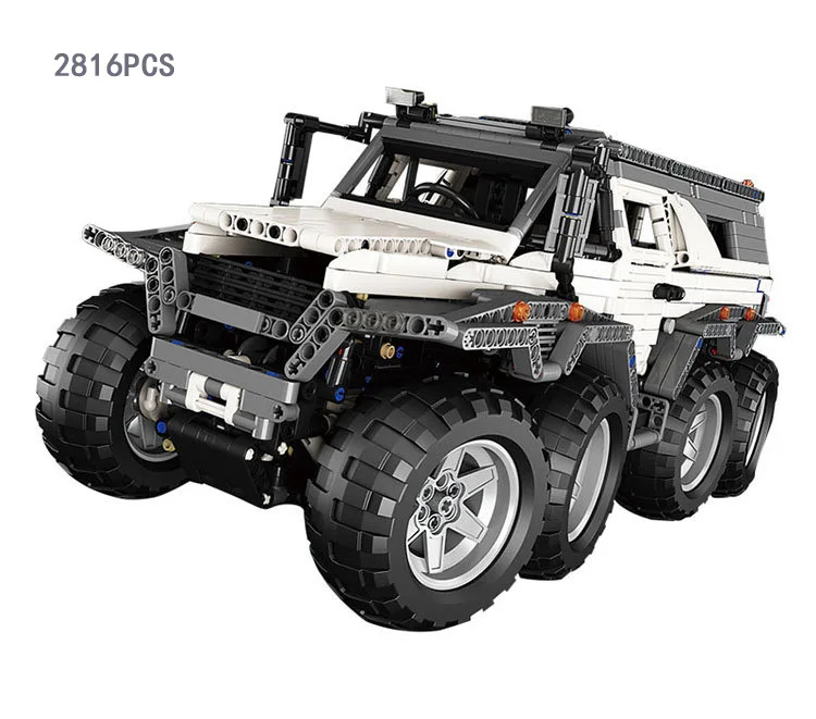

Hot MOC 8x8 motors Avtoros Shaman Siberia conquerors SUV 8 wheel drive RC car building block 2.4Ghz remote control toys model