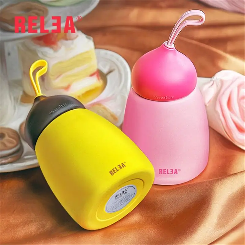 RELEA Brand Children Portable Vacuum Bottle 260ml Belly Cup Boys Girls Stainless Steel Thermos
