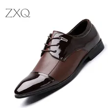 ZXQ Plus Size 38-47 Men Business Casual Shoes Men Falts Oxford Dress Shoes For Men High Quality Men Leather Shoes