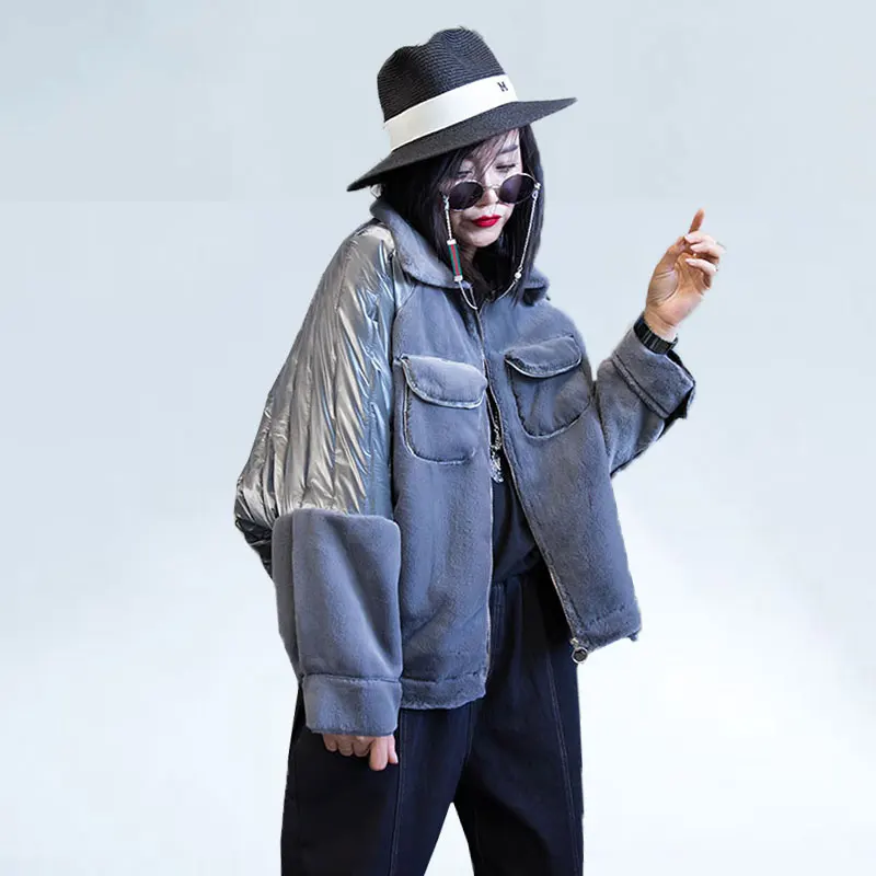 

Winter Jacket Women Parka coats female Fur patchwork thicken Casual Cotton Jackets tops 2019 winter Fur Coat fashion outerwear