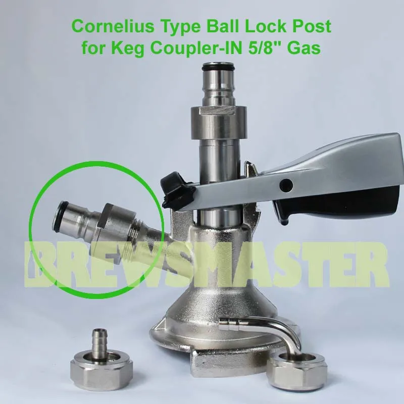 SS Cornelius Type Ball Lock Post for Keg Coupler Kit Gas post, Commercial Keg convert to