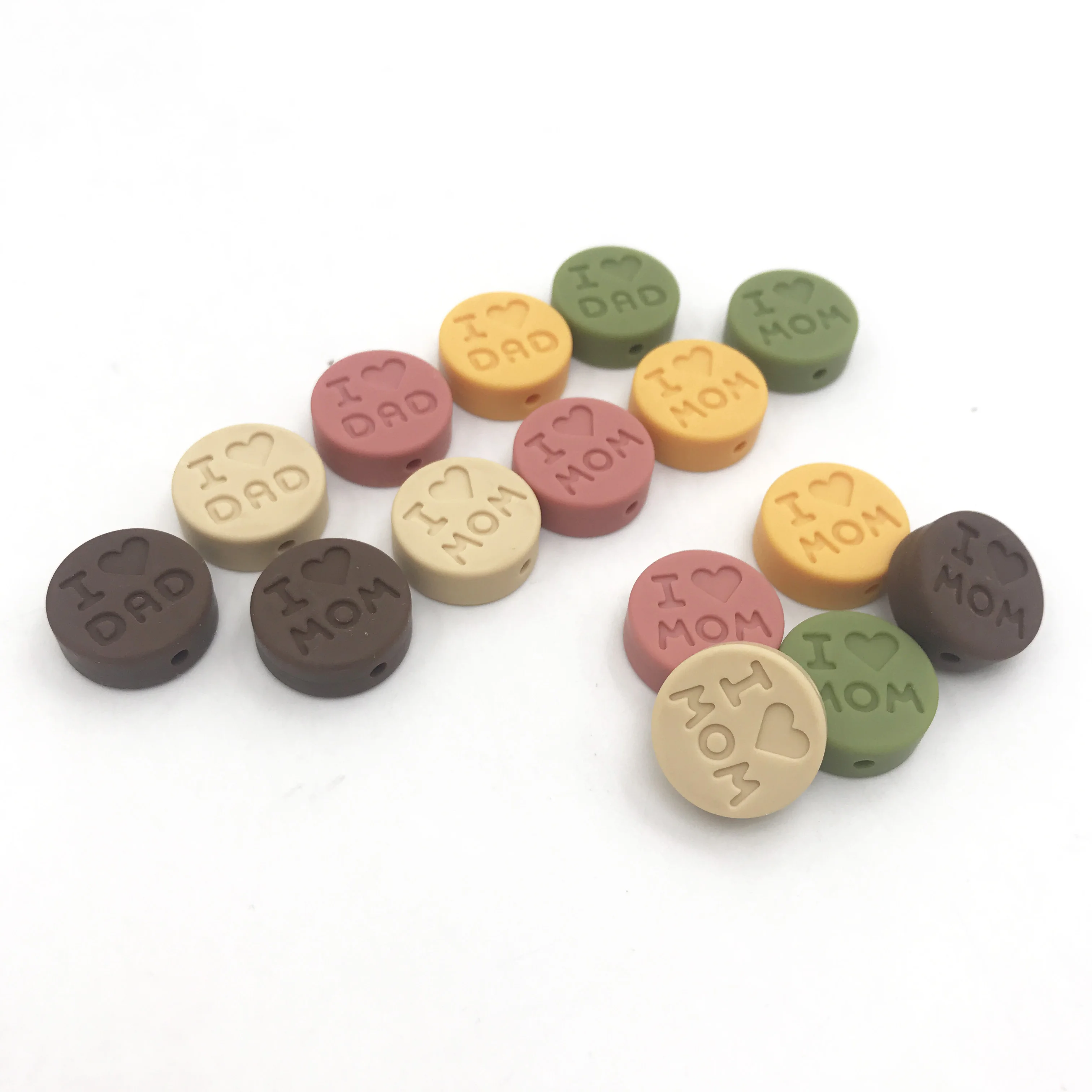 

10pc Silicone Teething letter Loose Bead Flat Round Shaped Chew Bead Baby Diy Necklace Silicone Beads Baby Teether