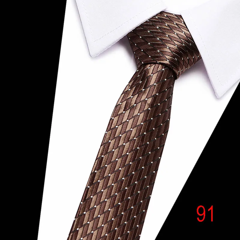 Высокое качество галстук для Для мужчин s 7,5 см Шелковый Галстук Пейсли Gravatas Corbatas Для мужчин модные Pajaritas галстук Ascot Темно-синие коричневый галстук - Цвет: 91