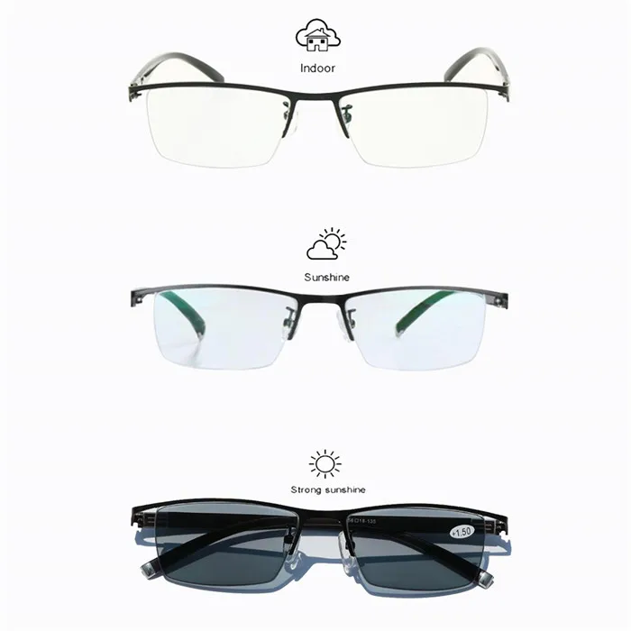 Фотохромные прогрессивные многофокусные очки для чтения с переменным фокусным расстоянием без линии, градиентные линзы+ Rx дальнозоркие от 0 до+ 400