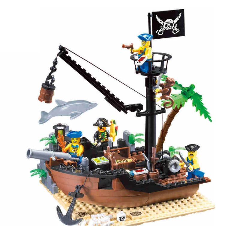 

Enlighten Legoing Pirates of the Caribbean Scrap Dock Ship Building Blocks Castle DIY Fingure Bricks educational Toys Gifts