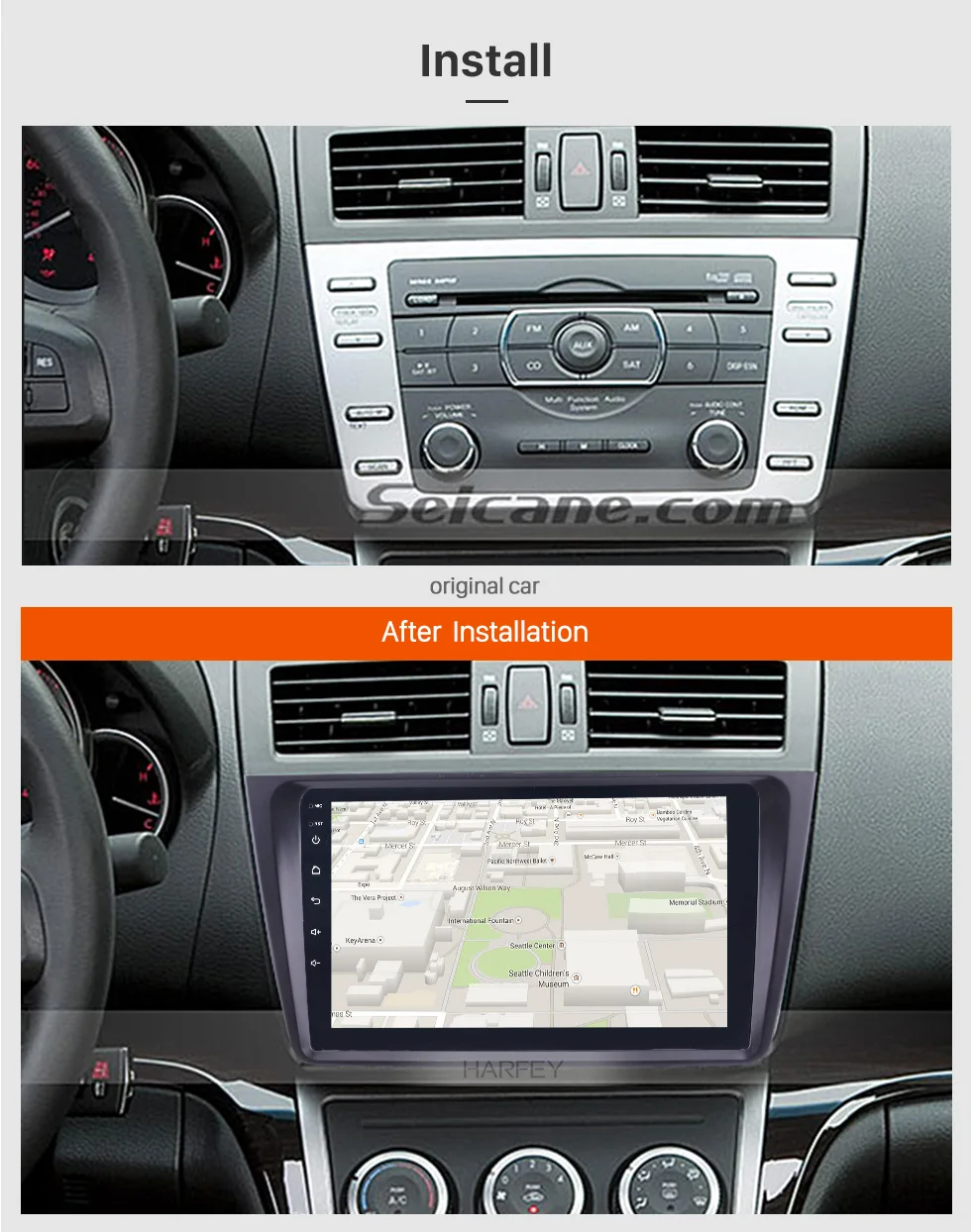 Sale Harfey clearance Head Unit WiFi Car Stereo 9" 2 Din Android 8.1 GPS Touchscreen Multimedia Player For 2008-2015 Mazda 6 Rui wing 3