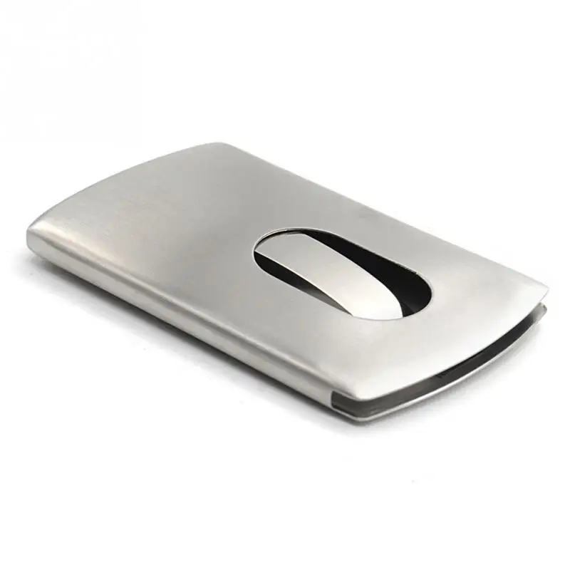 Hot Sale Business Card Holder for Men Women Vogue Thumb Slide Out Stainless Steel Pocket ID Credit Case Gift |