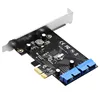 Суперскоростная PCI Express к двойной 20 Pin USB 3,0, Карта контроллера PCI-E X1 к 2 портам USB 3,0, головка с низкопрофильным кронштейном ► Фото 1/6