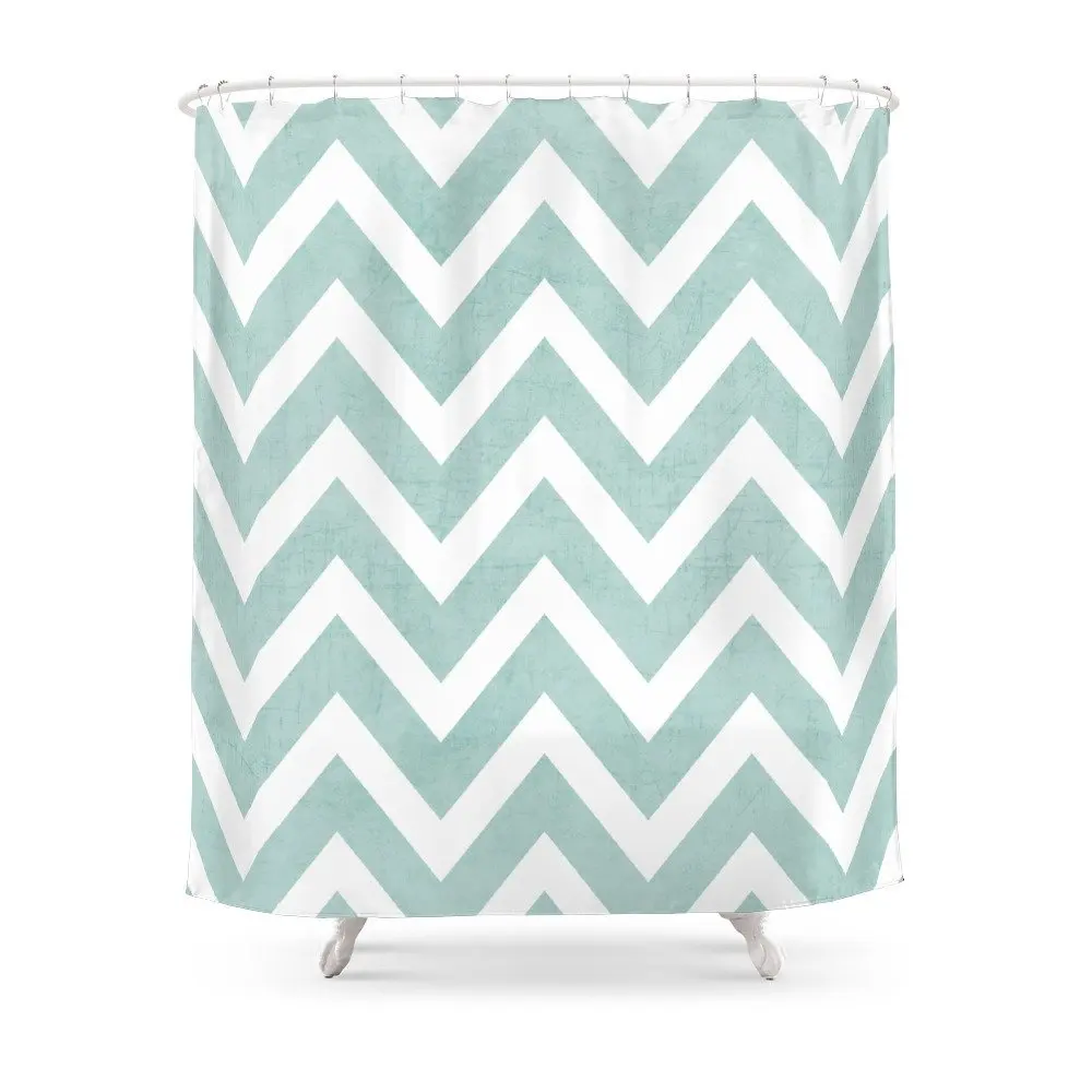Robins Egg Blue Chevron Shower Curtain in Shower Curtains from Home