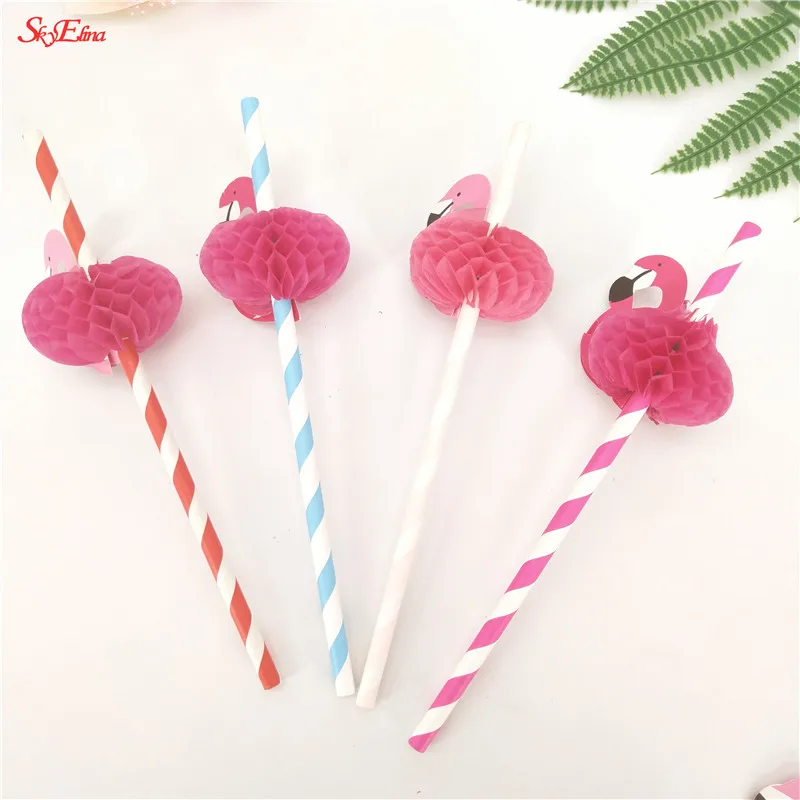 25pcs 3D Flamingo Pink Jungle paper drinking Straws Cocktail decorative straw lot  birthday wedding party decorations 5zSH887 (17)