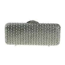 2017 New Designer Handbags High Quality Silver Crystal Clutch Evening Bags with Silver Chain Square Wedding