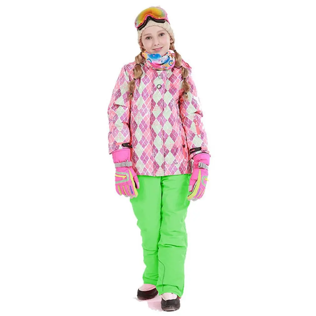 

Phibee Boys/Girls Ski Suit Waterproof Pants+Jacket Set Winter Sports Thickened Clothes Children's Ski Suits New