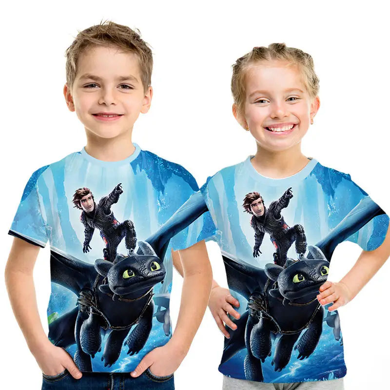 

How to Train Your Dragon 3 The Hidden World 3d T-shirt Boys Girls Newest Movie Print T Shirt Kids Harajuku Parent-child T-shirt