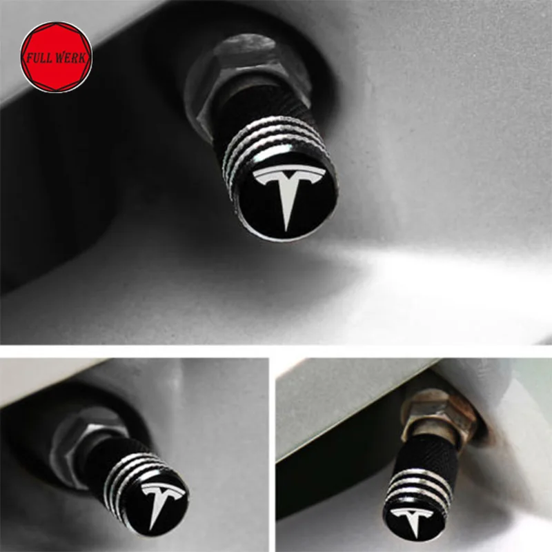 Alu Alloy Chrome Car Wheel Tire Valve Cap Cover with Tesla Logo for