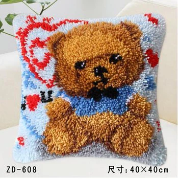 

Pillow"do it yourself"Cartoon love bear animal method needlework kit latch hook rug kit Unfinshed / embroidered carpet pattern