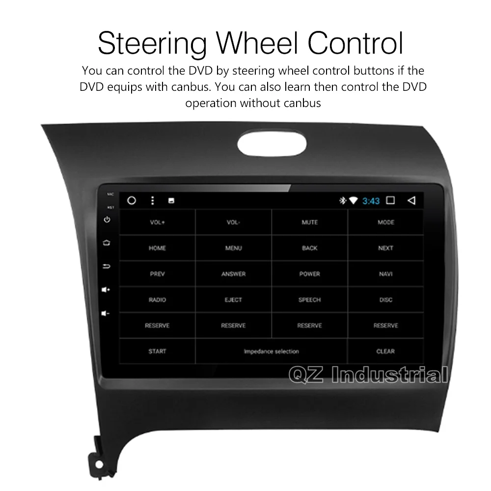 Top QZ industrial HD 9inch Android 8.1 T8 Car DVD player for Kia Forte Cerato K3 With 3G 4G WIFI Radio Bluetooth Navi RDS SWC Map 4