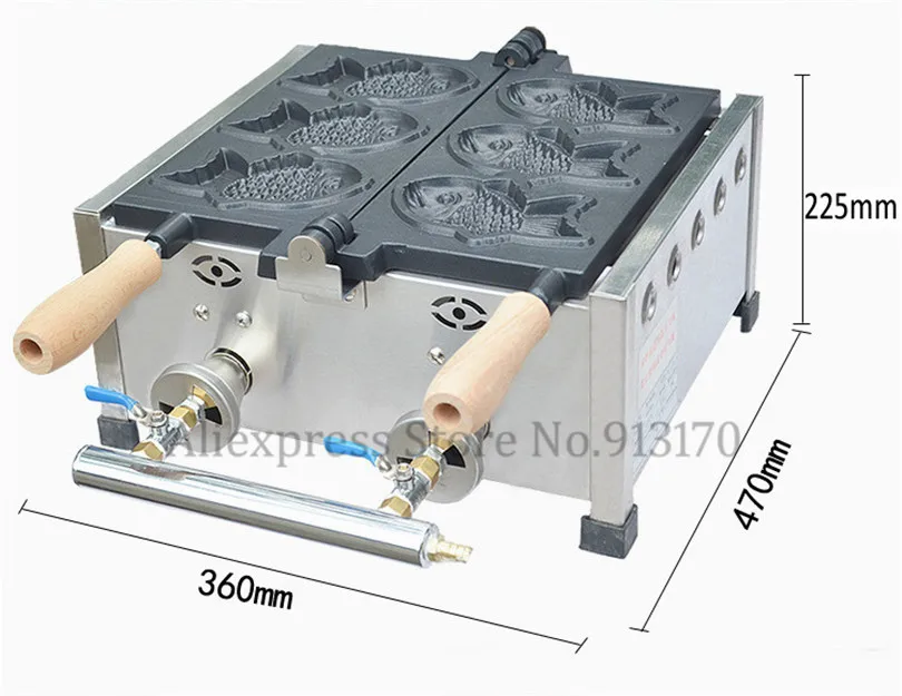 Антипригарная газовая рыба тайяки вафельная машина из нержавеющей стали 123 (11)