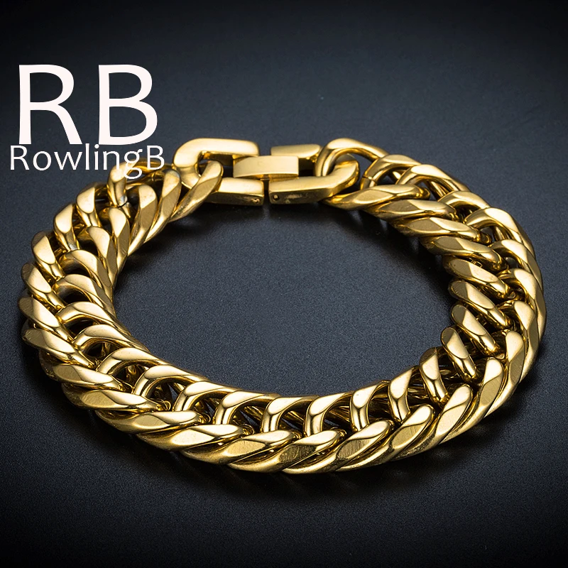 

Men Bracelet Gold Color Fashion Bracelet&Bangle Male Accessory Hip Hop Party Rock Jewelry