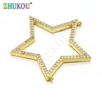 

32*33mm Brass Cubic Zirconia Star Charms Pendants DIY Jewelry Bracelet Necklace Making, Model: VD148