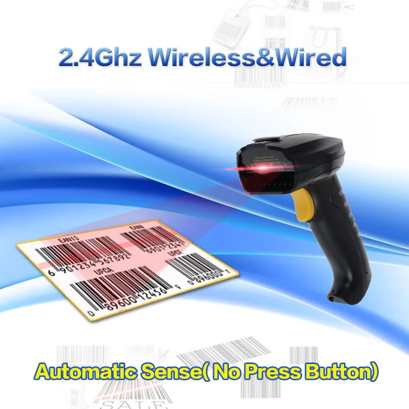 ФОТО Auto Sense Portable Wireless Barcode Scanner bar Code Reader 2.4G 10m Wireless/ USB Wired Laser Barcode Scanners For Windows/CE